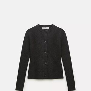 Zara Fitted 100% Wool Cardigan Sweater